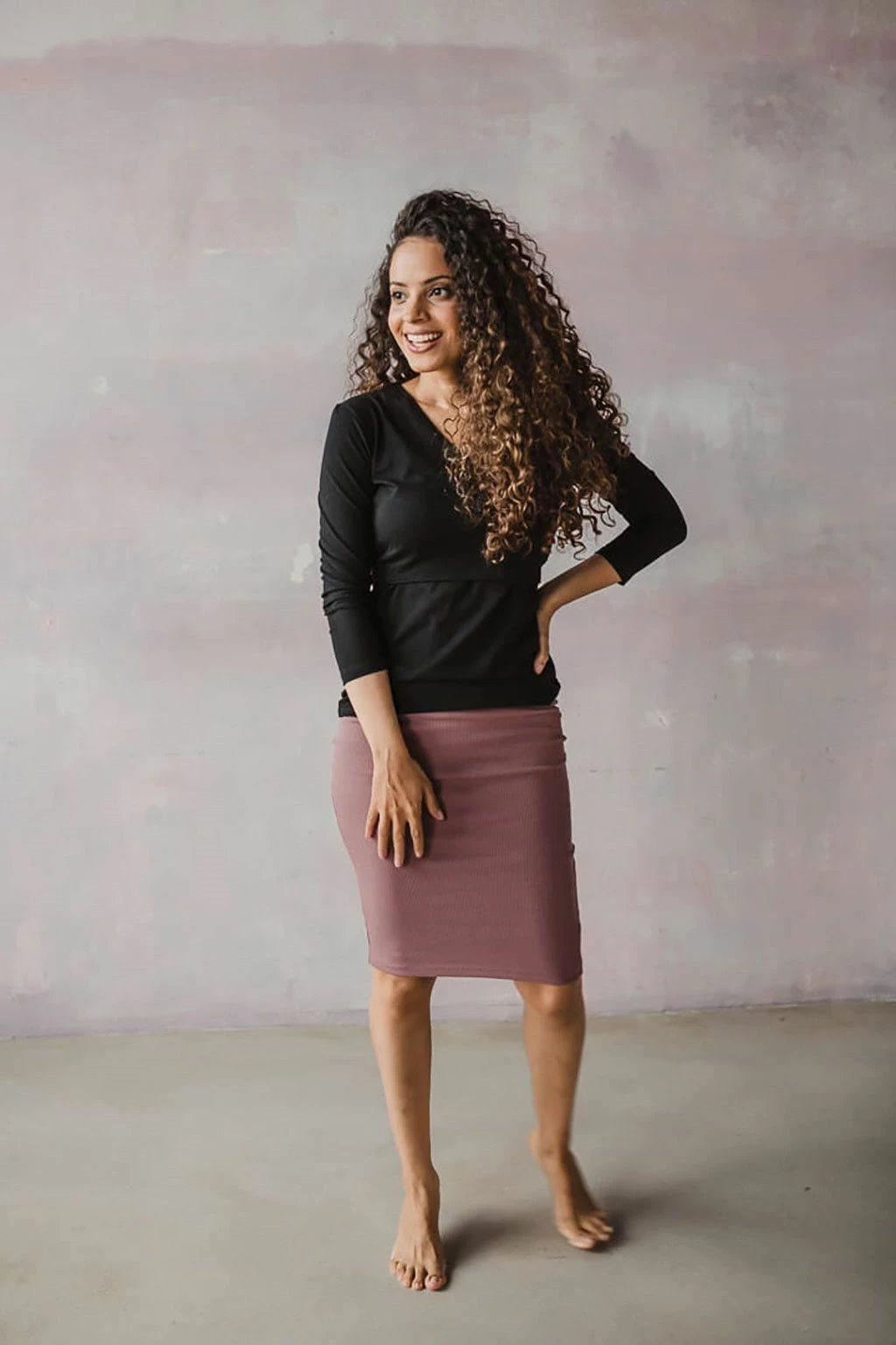 bluzë shtatzënie dhe gjidhënie, milk & love, Milk Shirt, V-qafë, mëngë 7/8, pambuk 92% elastan 8%, madhësi XL, blu