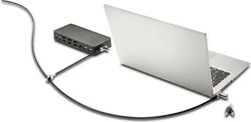 Kyç kabllo universal 3-në-1 me dy koka për pajisje, Kensington K63380WW, T-Bar/Nano/Wedge, 1.8 m, me çelës, e zezë