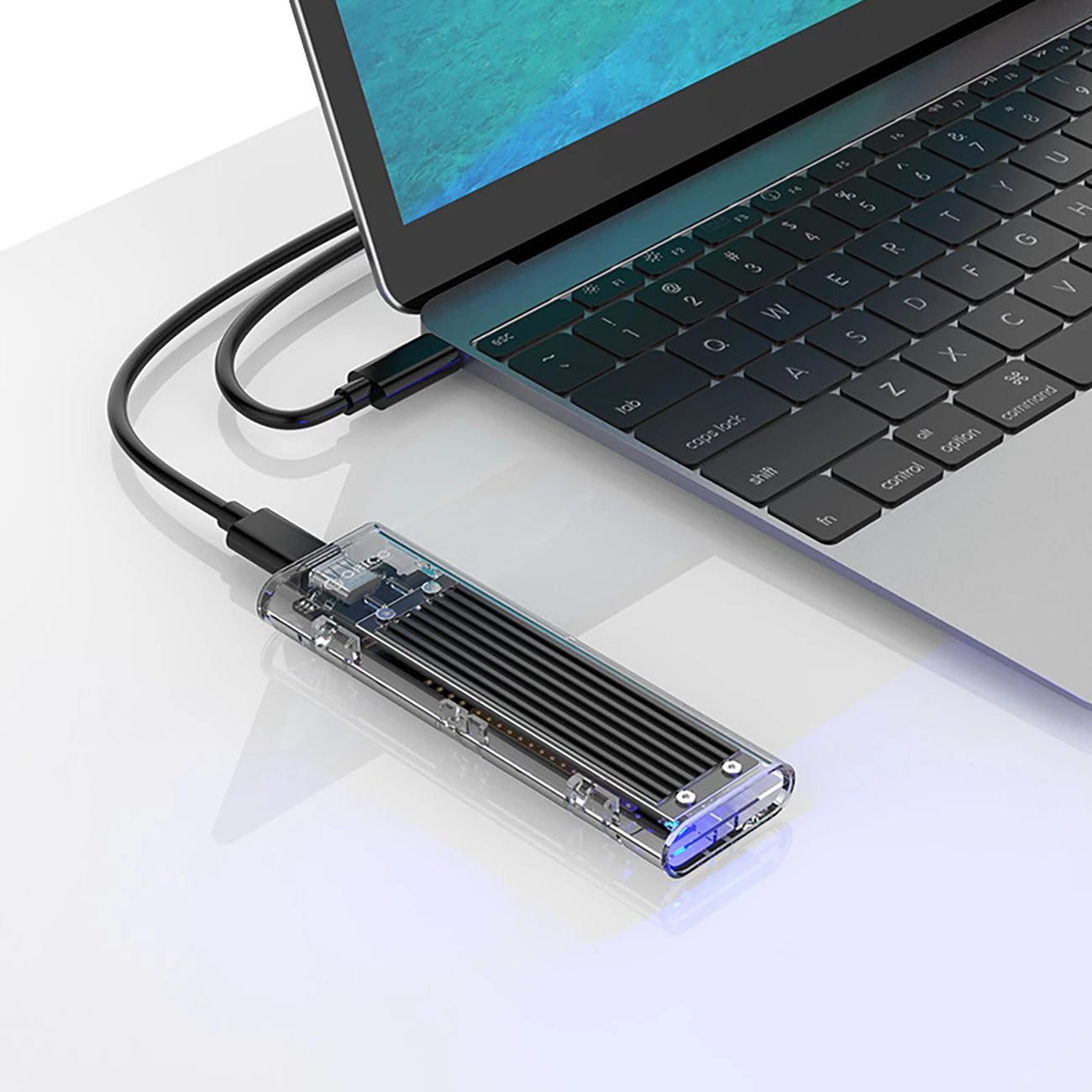 Kasë Orico TCM2-C3 për M.2 NVMe në USB-C 10Gb/s, Transparent/Zeze