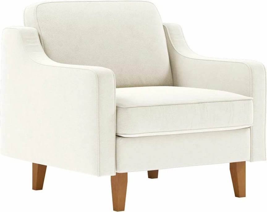 Karrige një vendëshe Robin, ngjyrë Milk Froth, këmbë druri Walnut