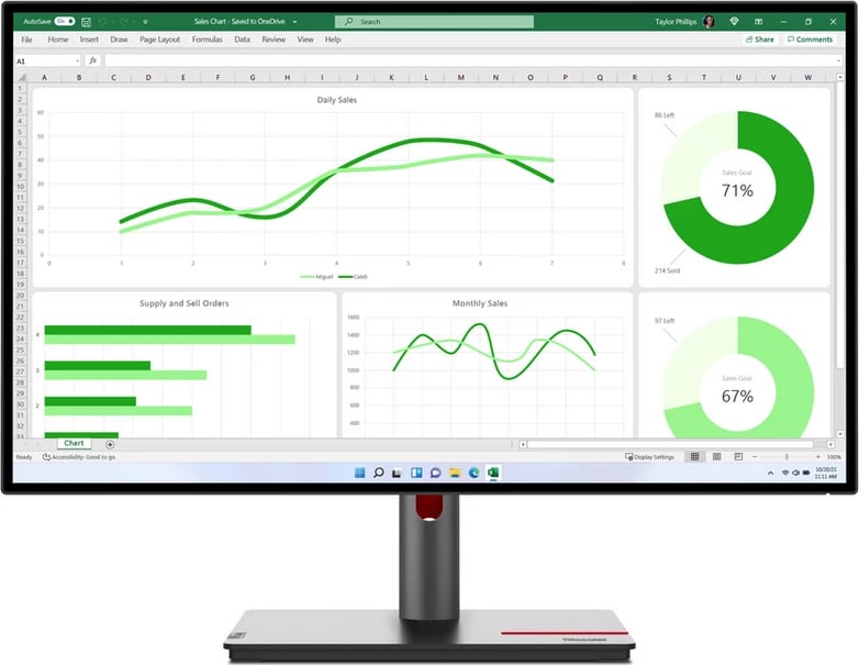 Monitor Lenovo 63A2GAT1EU bezela të holla i zi