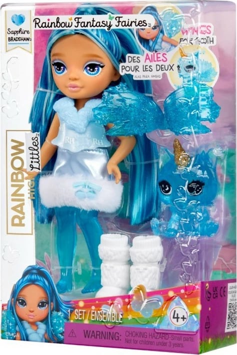 Kukull Rainbow High Little Rainbow Sapphire, 14cm, me kafshë magjike, kaltër