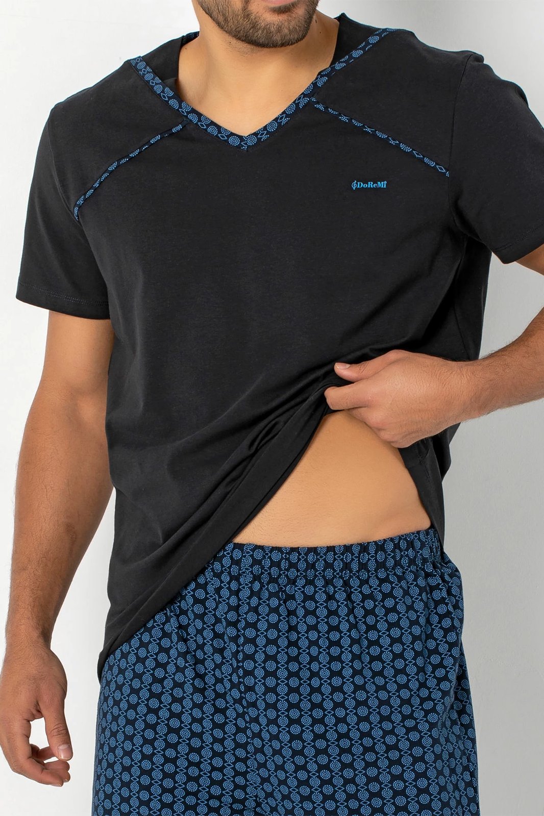 Set pizhamash për burra Jumeon, 002-000465, e zezë, blu e errët