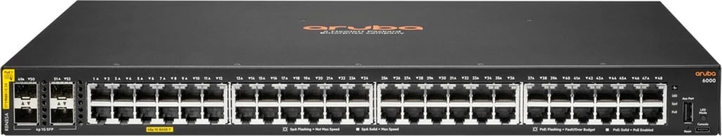 Switch Aruba 6000 48G Class4 PoE 4SFP 370W, i menaxhuar, L3