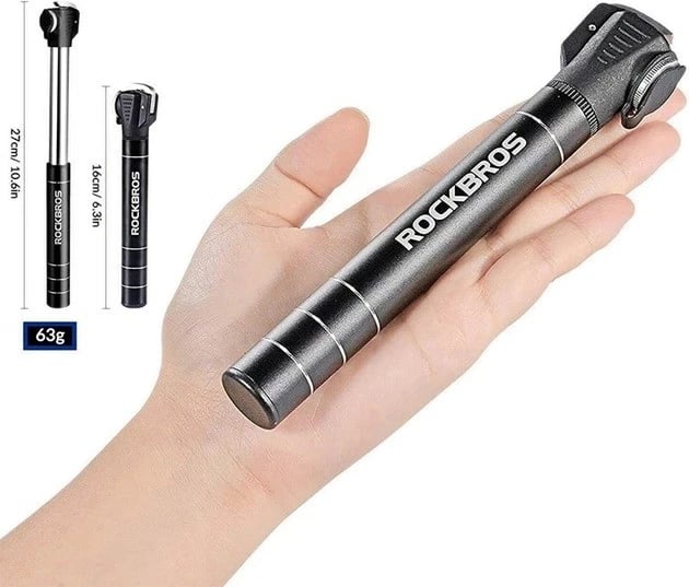 Pompë biçiklete Rockbros JG-1040B, alumini, e zezë, e vogël