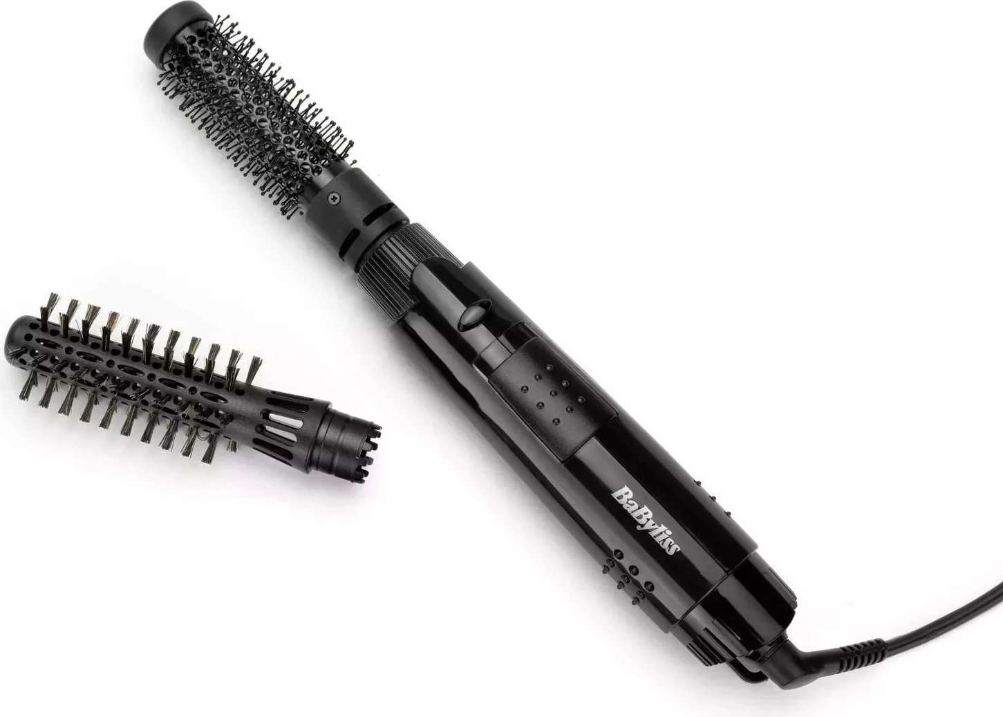 Furçë ajri e ngrohtë 2‑në‑1, BaByliss AS86E, 800 W, 2 koka 38 mm/20 mm, veshje qeramike, kabllo rrotulluese 2 m, e zezë