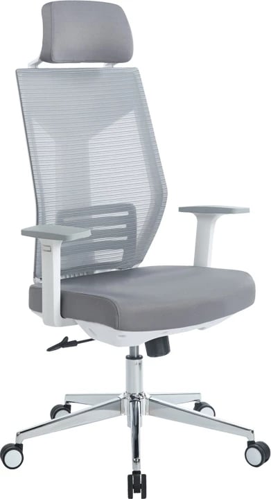 Karrige menaxheri për zyre Commend, pëlhurë rrjete, ngjyrë gri-bardhë