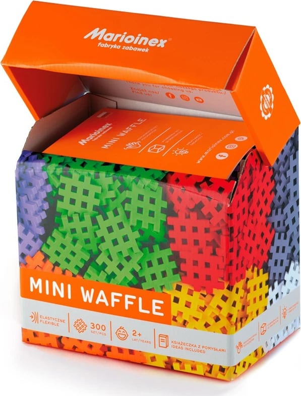 Set blloqe ndërtimi Marioinex Mini Waffle, 300 copë, shumëngjyrëshe