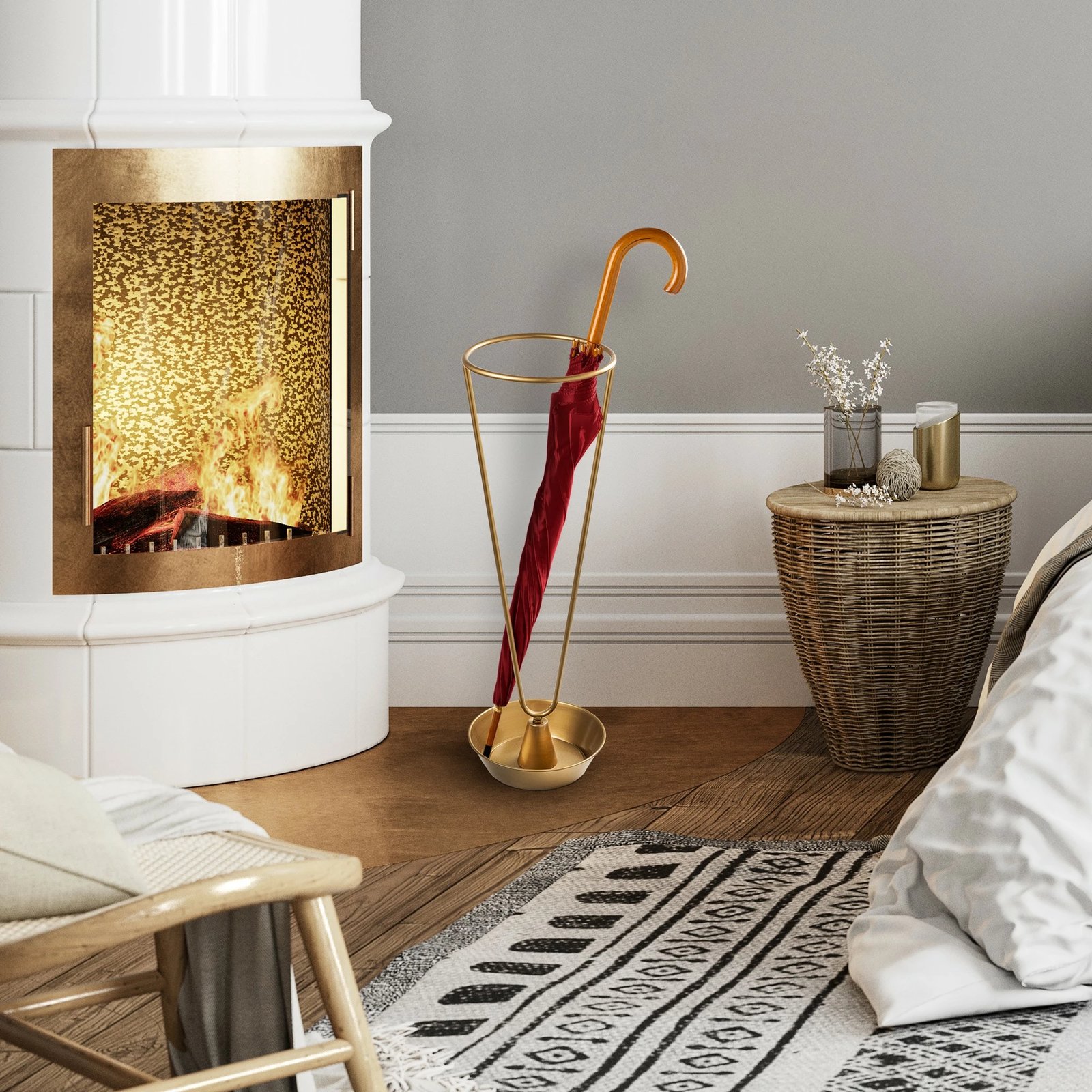 Stendë për ombrella, ngjyrë ari, Evila Originals, 22x22x70cm