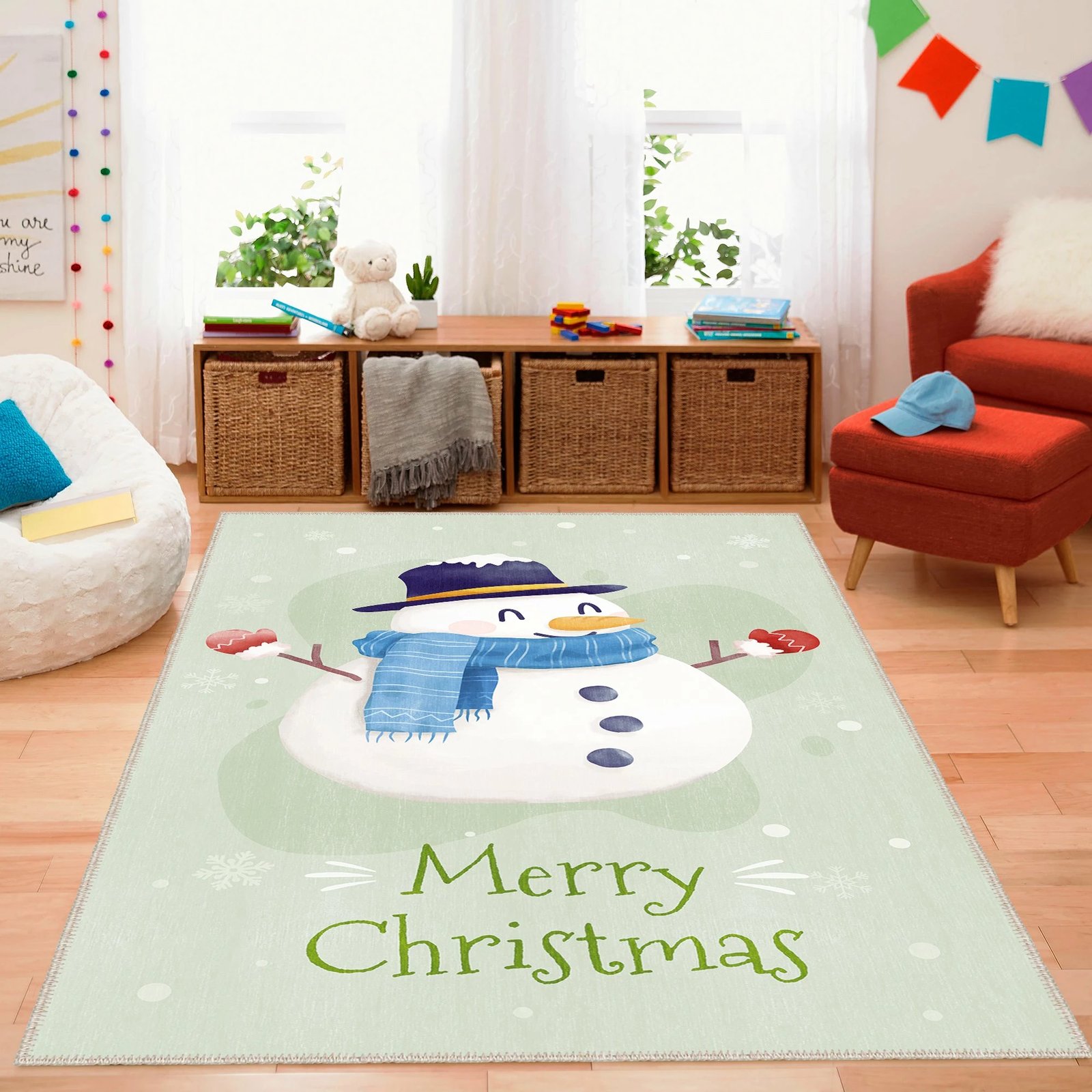 Qilim multingjyrësh për fëmijë, dizajn 'Merry Christmas', Conceptum Hypnose, 120x180cm