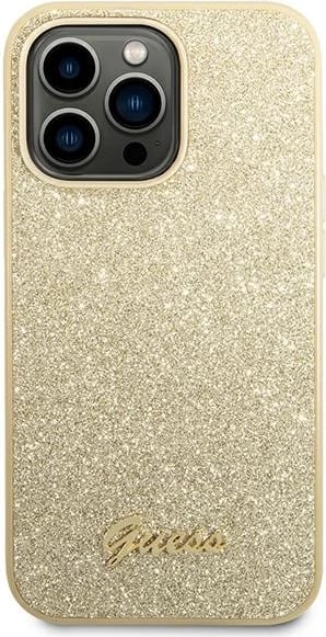 Mbështjellës Guess GUHCP14LHGGSHD për iPhone 14 Pro 6.1", hardcase, Glitter Script, ari