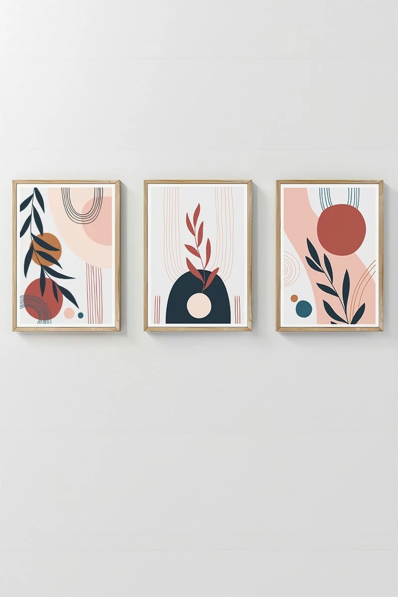 Pikturë dekorative me kornizë (3 copë), Wallity, 3Dartsohoset126