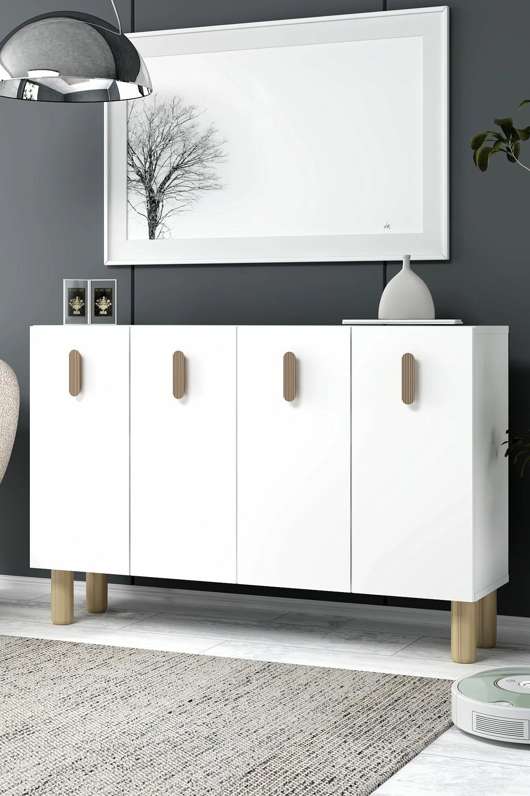 Konsol Skye Decor, 8182KM-64, e bardhë, lisi safir