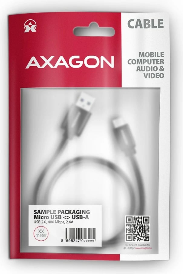 Kabllo Micro USB AXAGON BUMM-AM15AB, 1.5m, USB 2.0, 2.4A, e zezë