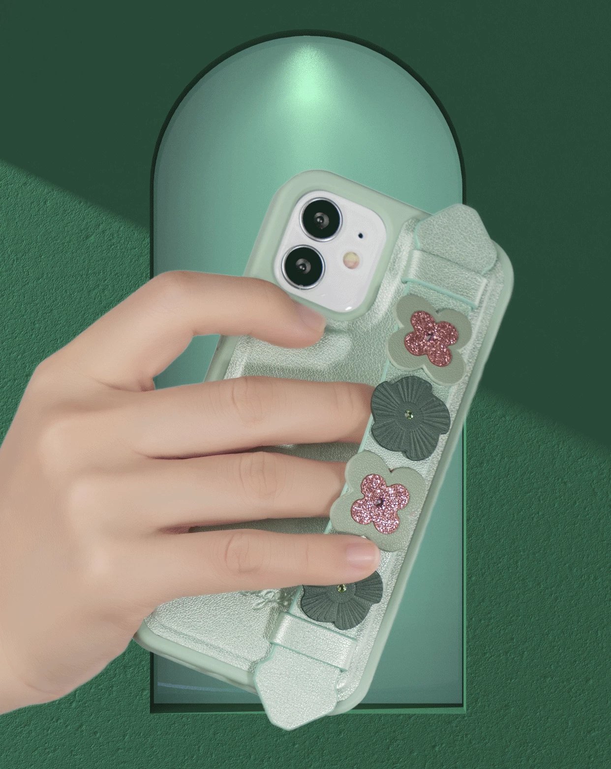 Mbështjellës Kingxbar Sweet Series për iPhone 12 mini, me kristale Swarovski, me qëndrim, i zi