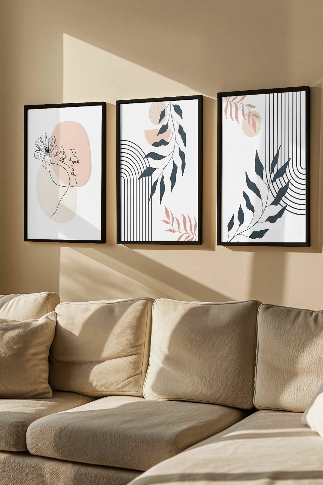 Set pikturash dekorative me kornizë (3 copë), Wallity, Artvmodel22-Sıyah