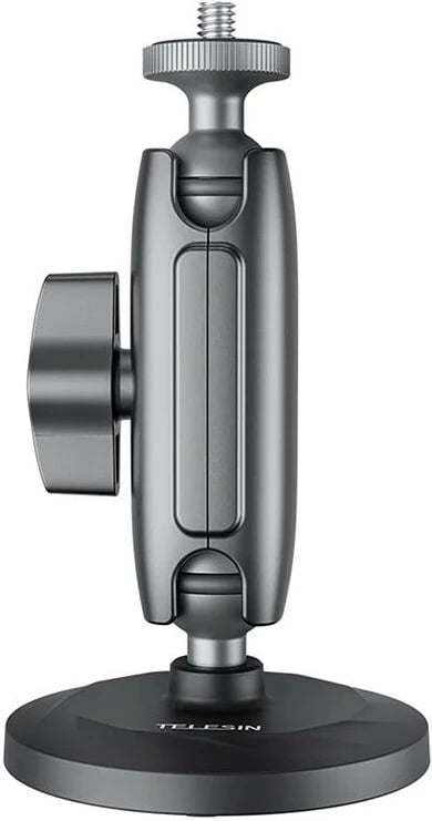 Mbajtëse magnetike për kamera sportive, Telesin CMM-001, magnete neodymium 3600GS, kokë dyfishe me top 1/4" dhe GoPro, aliazh alumini, e palosshme