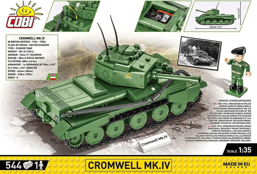 Set ndërtimi Cobi Klocki Cromwell Mk.IV, 544 pjesë, me figurë, Jeshile