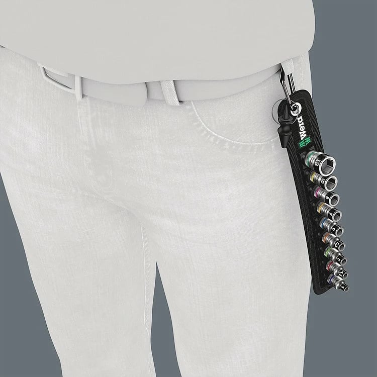 Set çelësa Wera Belt A 1, 1/4", 9 kokë, metrik, me kasë tekstili