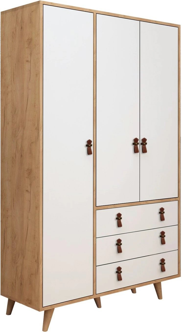 Dollap Hanah Home, Franky, ngjyrë lis dhe e bardhë, 120x187x52cm