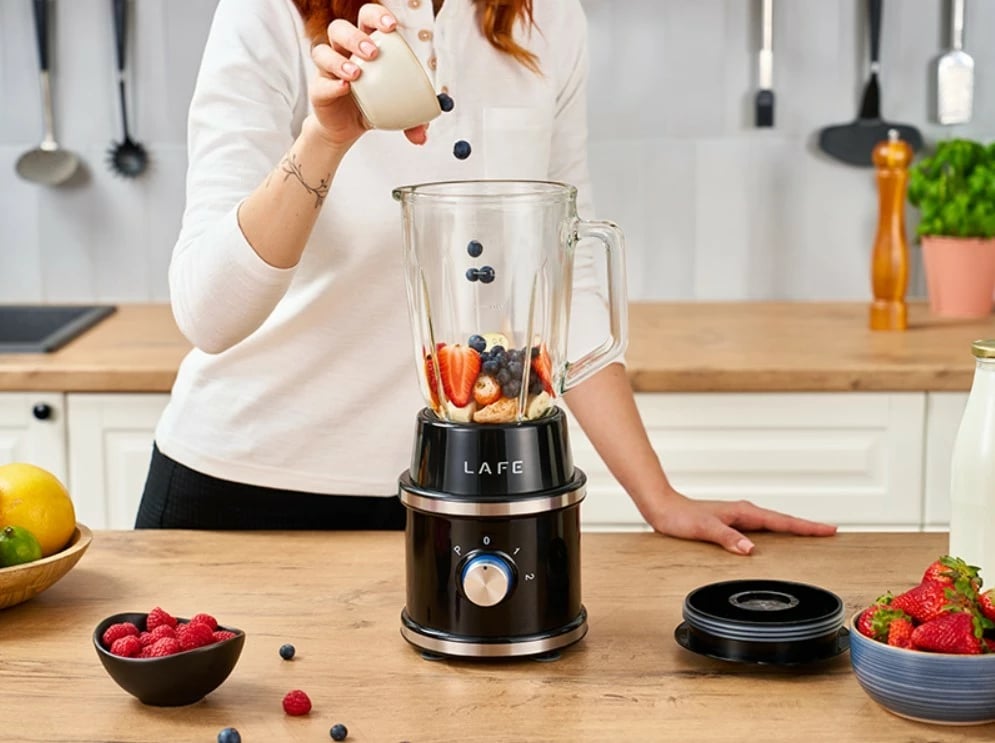 Blender me kançë, Lafe, LAFBLE47472, 1.5L, 1300W, 2 shpejtësi, titanium, i zi