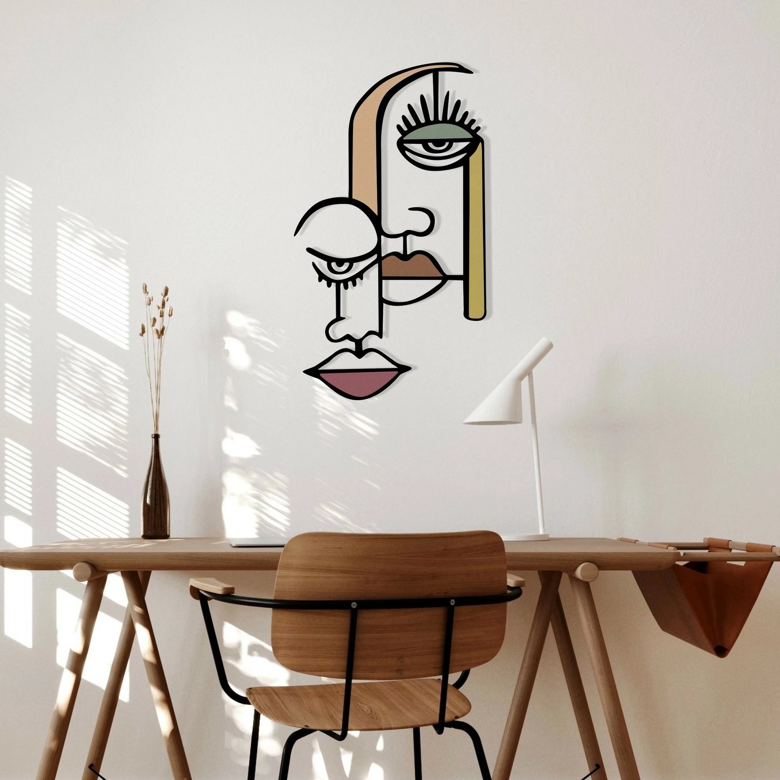 Aksesor dekorativ për mur, metalik, Wallity Kubizm 28, shumëngjyrësh, 68x39cm