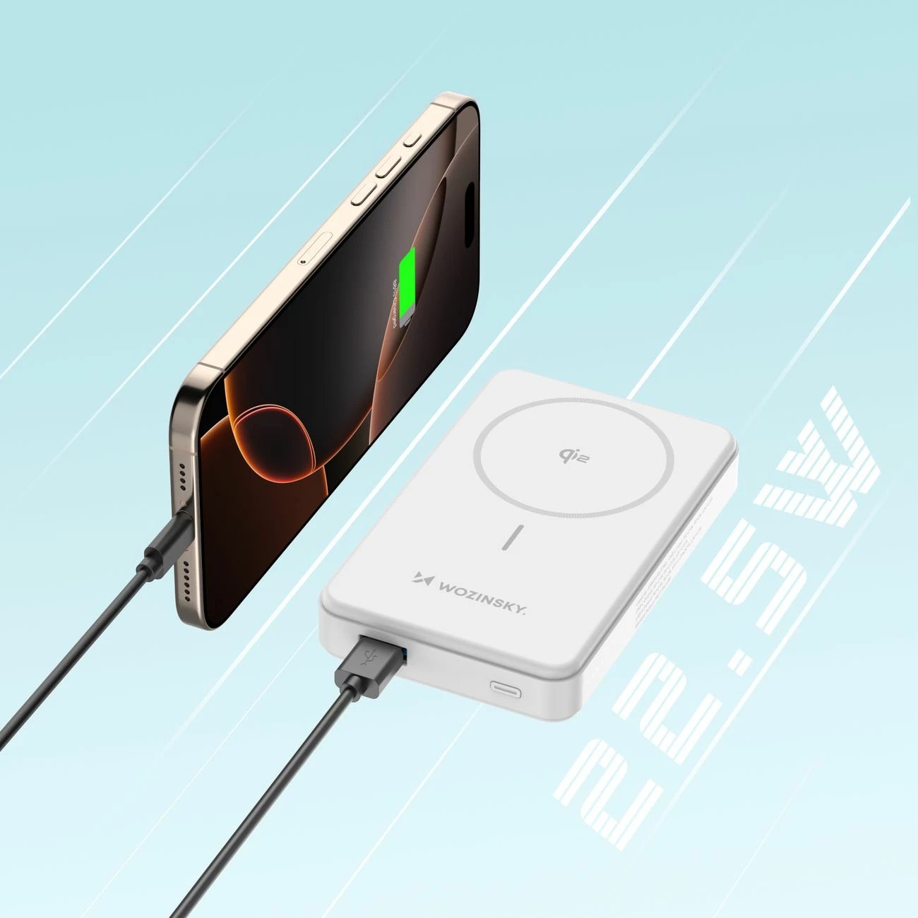 Powerbank Wozinsky WLWP-10KA0Y3WS, 10000 mAh, Qi2, MagSafe, me mbajtëse, Bardhë Powerbank Wozinsky WLWP-10KA0Y3WS, 10000 mAh, Qi2, MagSafe, me mbajtëse, Bardhë