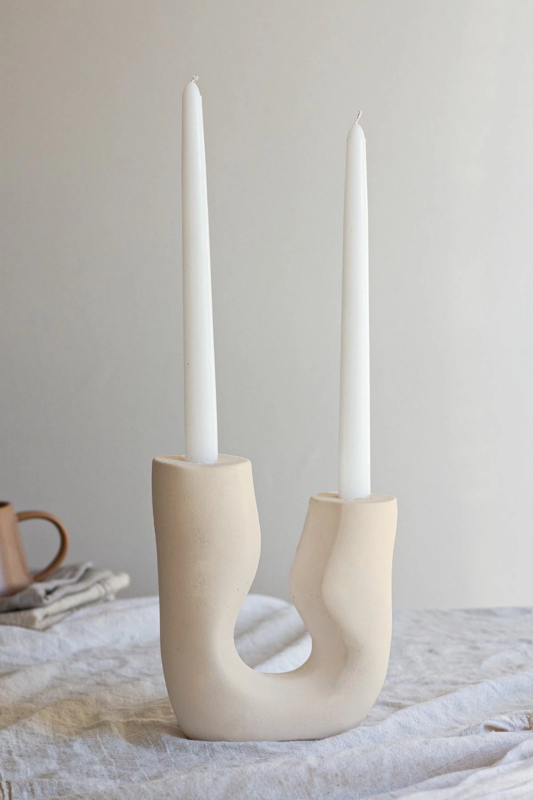 Set qiri mbajtës prej betoni, 3 copë, Evila Originals, asimetrik, ngjyrë bezhë