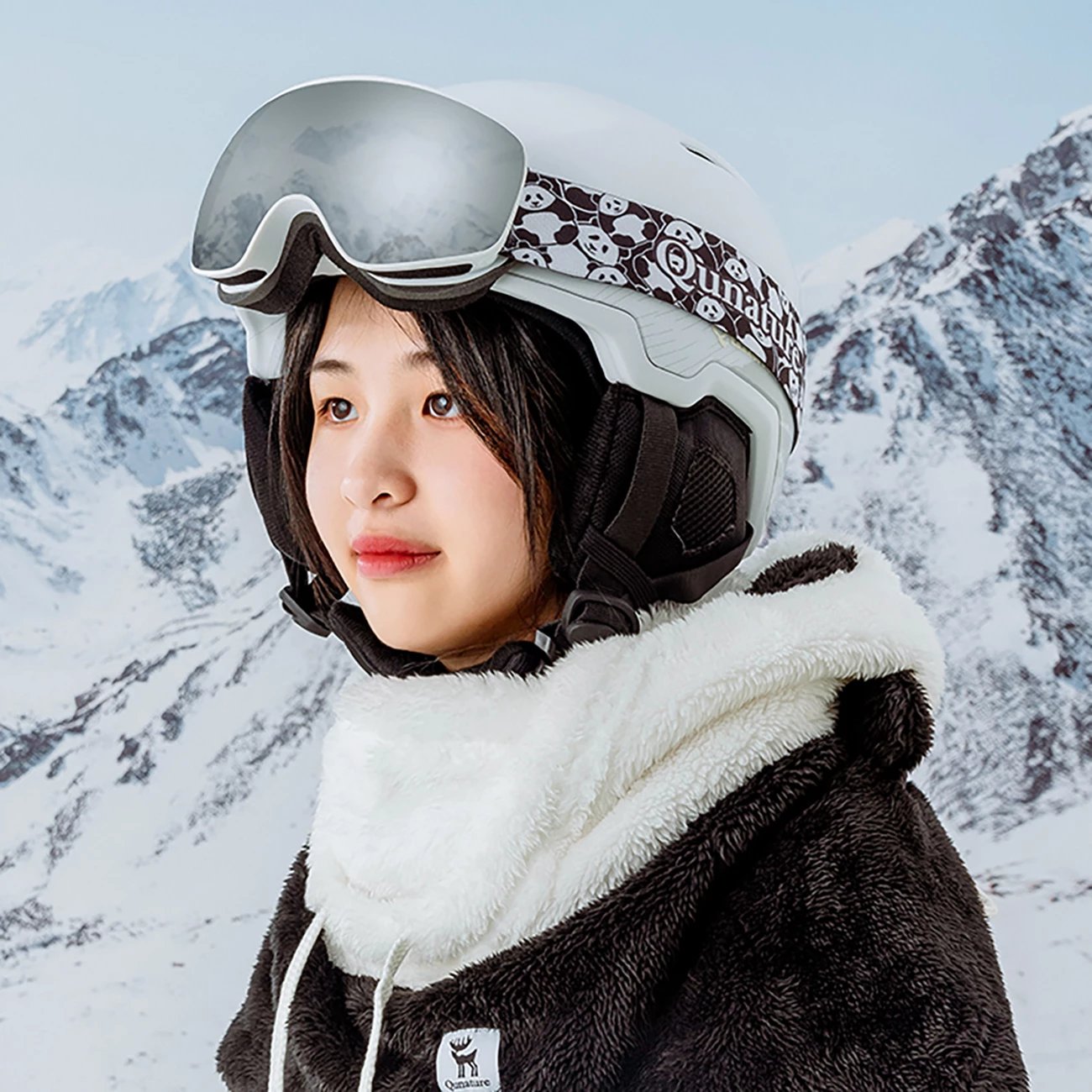 Balaklavë ski Qunature Panda, për fëmijë/të rritur, L, e zezë/e bardhë
