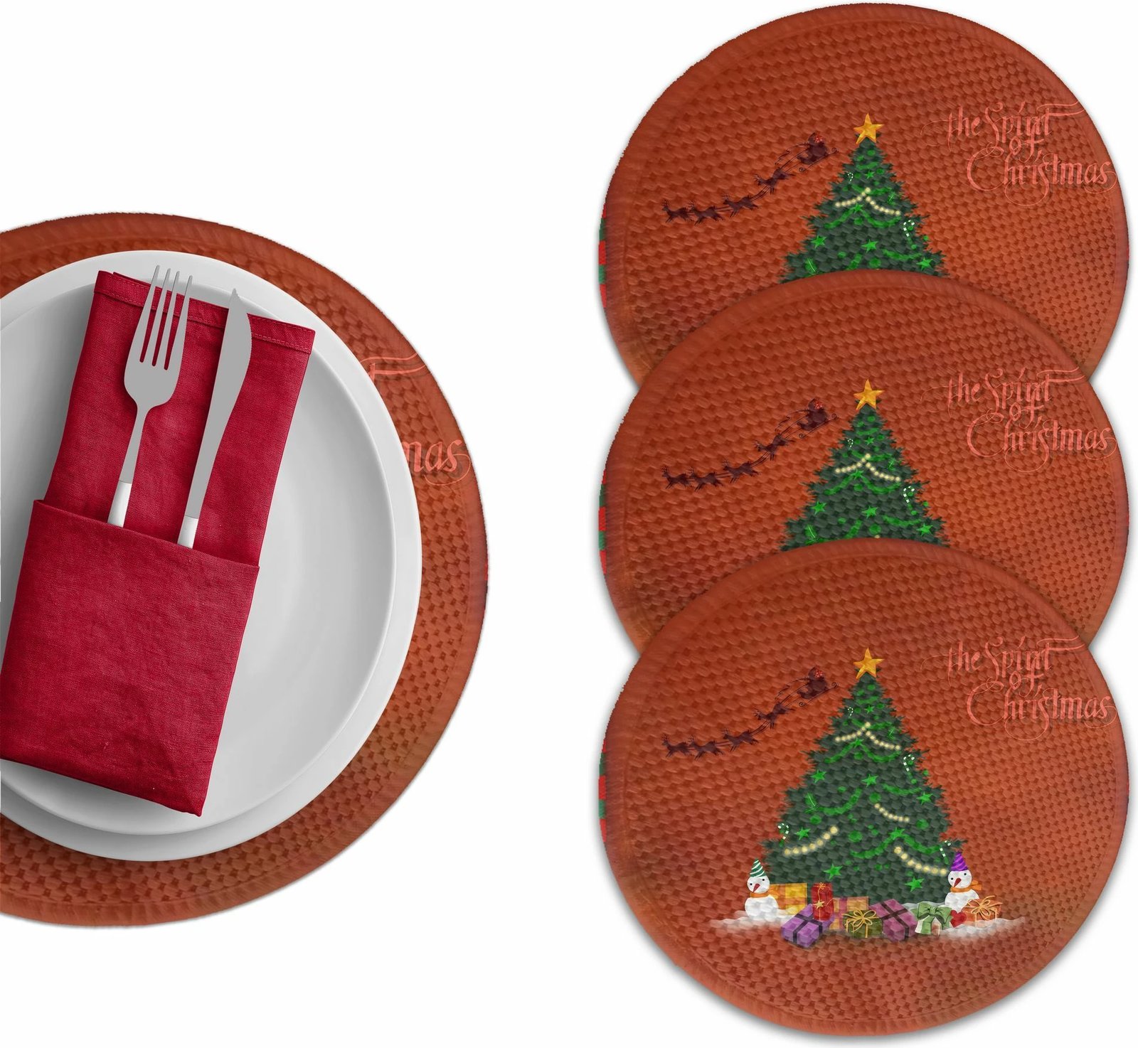 Set nënshtrues tavoline Hermia Concept, model Krishtlindjes, 4 copë, 37cm