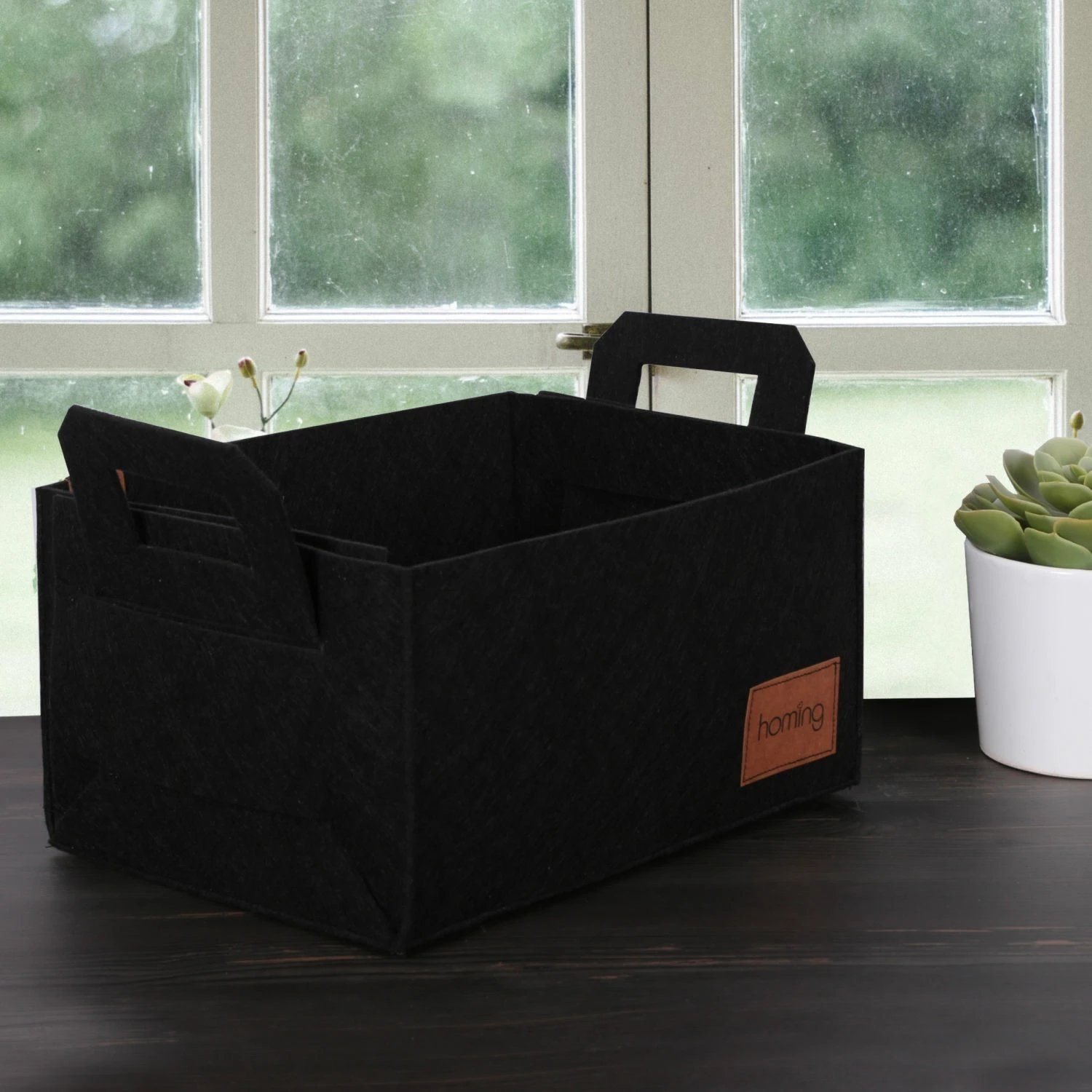 Organizues tavoline prej lëkure sintetike, ngjyrë e zezë, Aberto Design, HMY-6267, 30x20x15cm