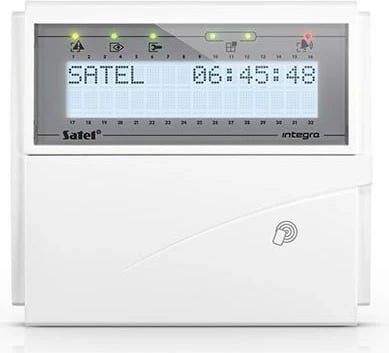 Tastierë LCD SATEL INT-KLCDR-W, lexues karte afërsie 125 kHz, e bardhë