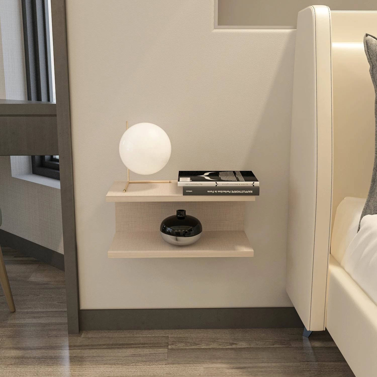 Komodinë natës, ngjyrë bezhë, Skye Decor, Ramira