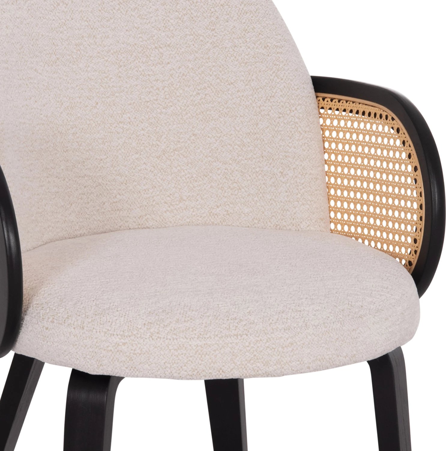 Karrige ngrënieje BECKER, dru i zi, pëlhurë ecru, FH18246.02, 54x62x79cm