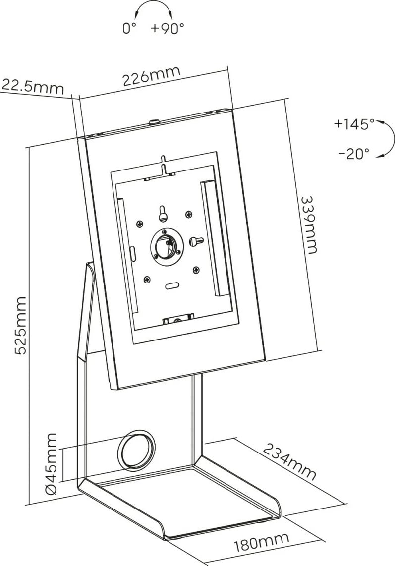 Qëndrim POS Maclean MC-336 për tablet dhe printer fiskal, i zi