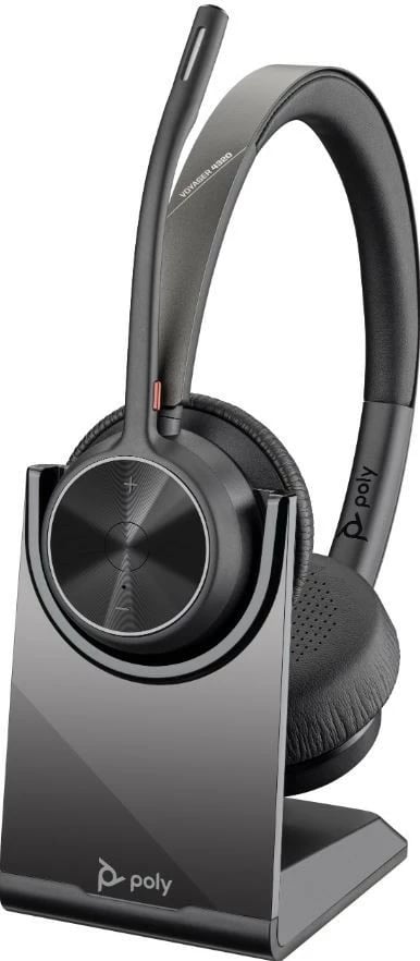 Kufje pa tela Poly Voyager 4320-MS-Teams me bazë karikimi, USB-C/BT700, e zezë