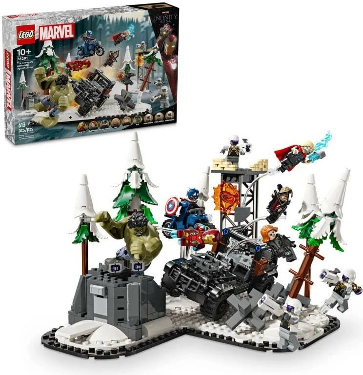 Set LEGO Marvel Avengers 76291, 613 pjesë, për fëmijë 10+, me minifigura Hulk, Iron Man, Thor, Black Widow, Captain America, Hawkeye, ushtarë Hydra