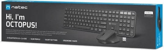 Set pa tela Natec Octopus 2, Maus dhe Tastaturë, Bluetooth dhe Radio Valë