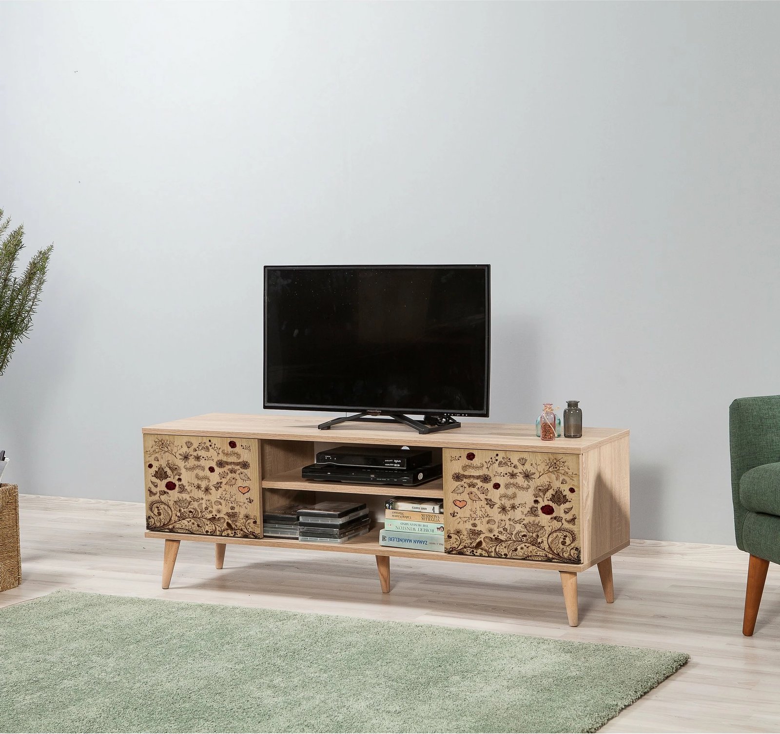 Komodë për TV Truva, ngjyrë lisi Sonoma, Hanah Home, 140x50x40 cm