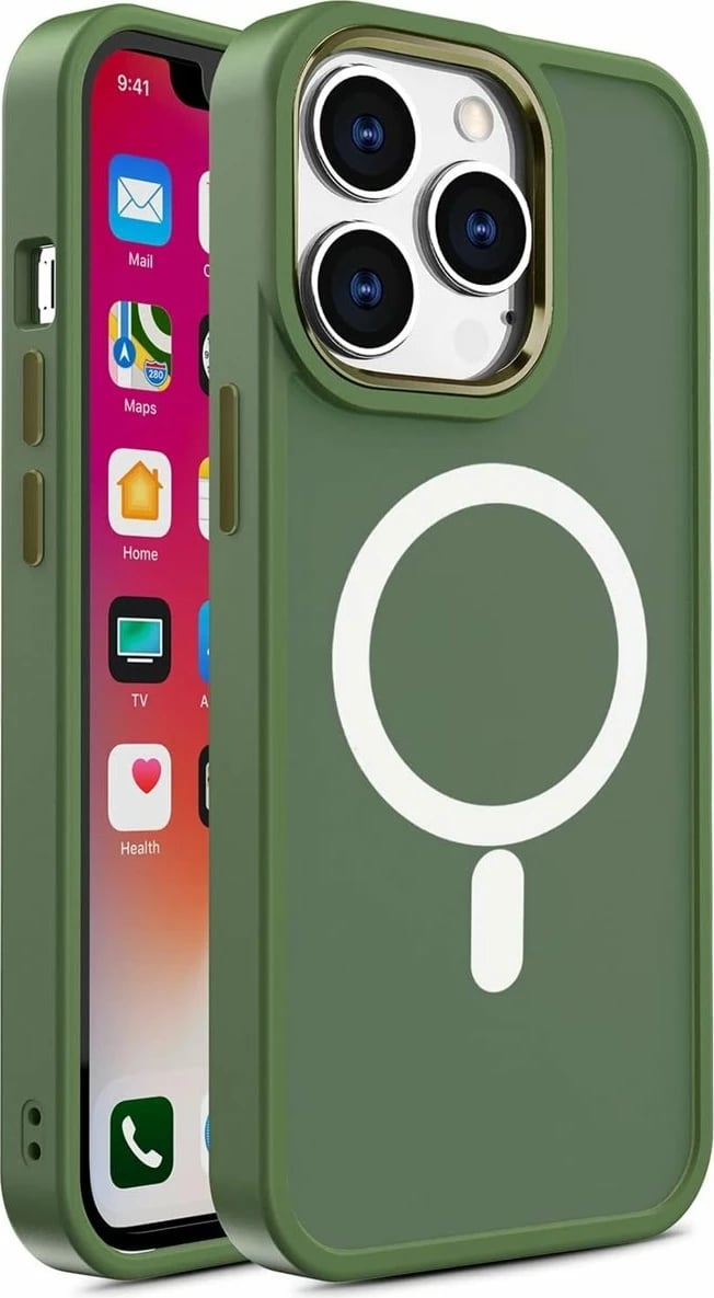 Mbështjellës Hurtel Color Matte Case për iPhone 15 Pro Max, MagSafe, Gjelbër