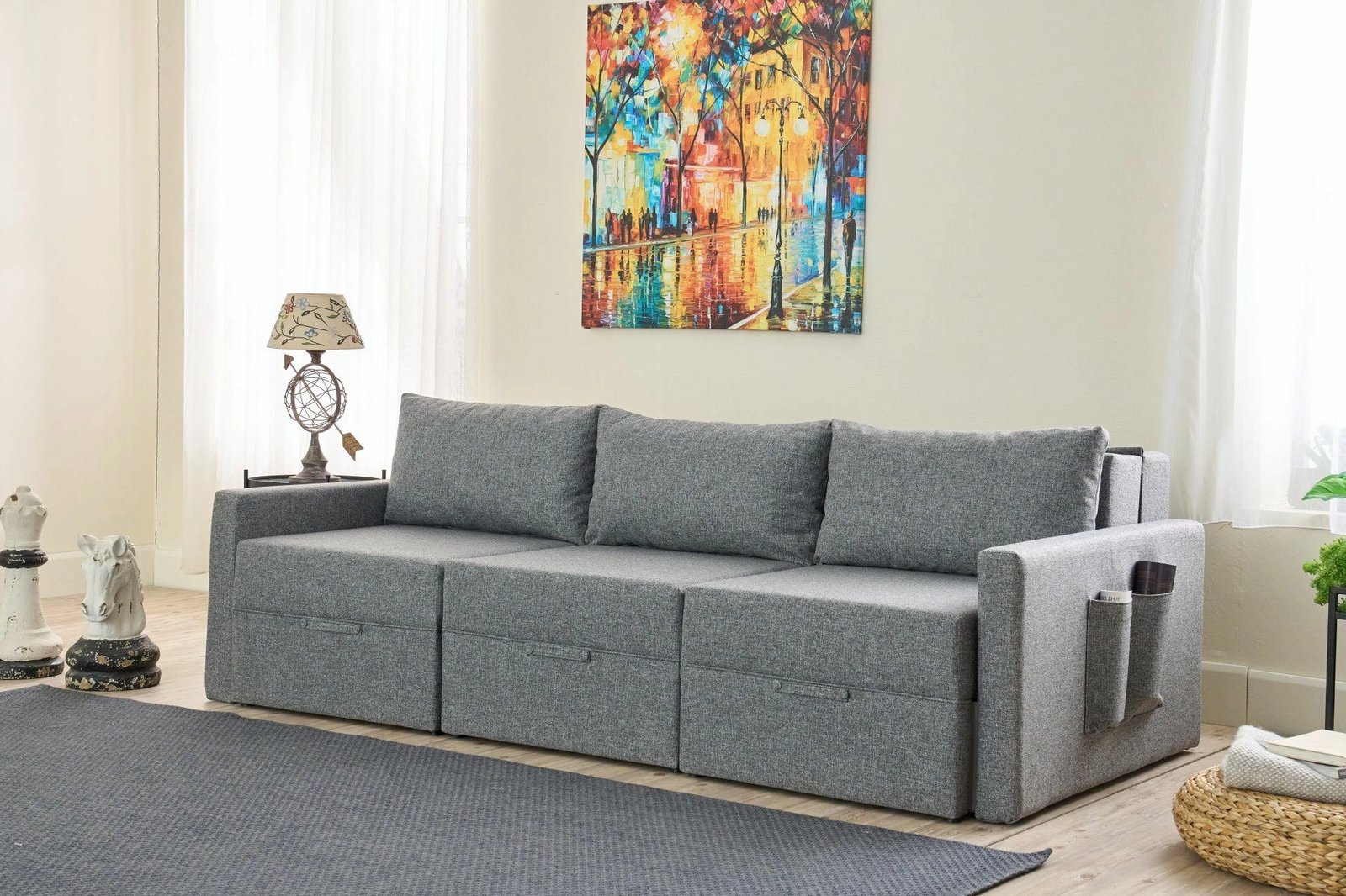 Kënd-sofë krevate Atelier del Sofa, Saros, gri