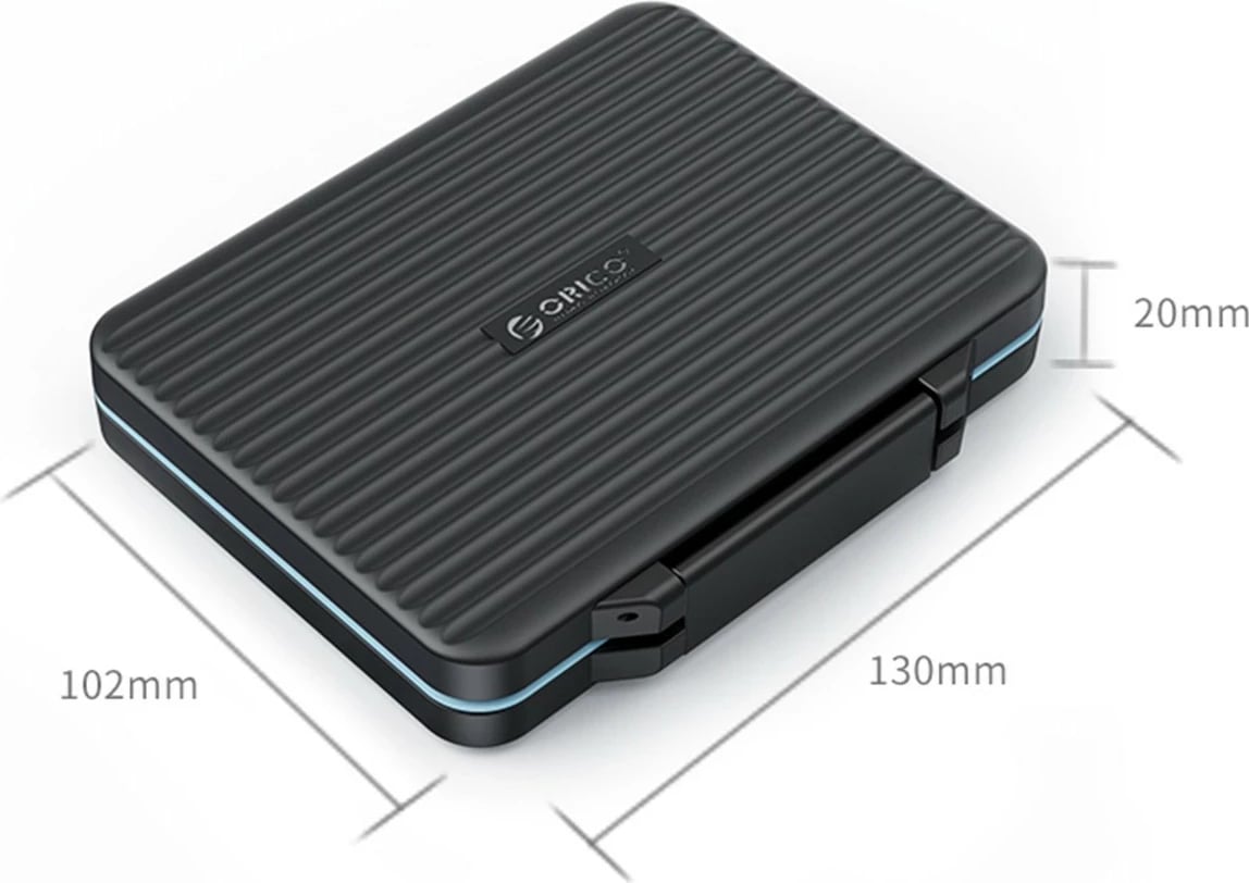 Etui Orico për 6 SD dhe 18 microSD, e zezë