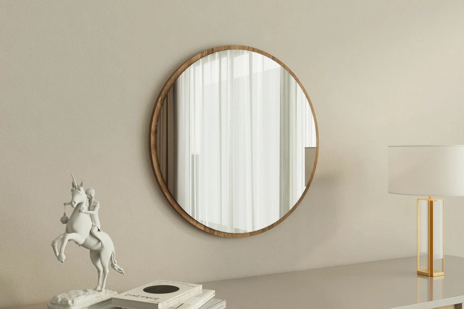 Pasqyrë e rrumbullakët, ngjyrë arre, Ozze, 60x60cm