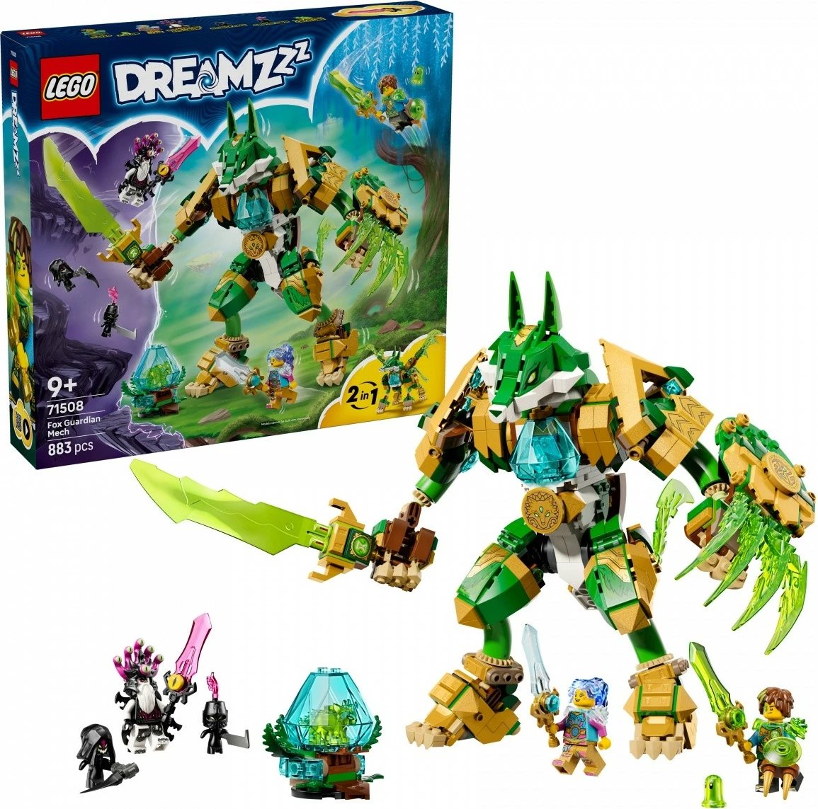 Set ndërtimi LEGO DREAMZzz 71508 Fox Mech-Guard, 883 pjesë, 2-në-1, 9+ vjeç