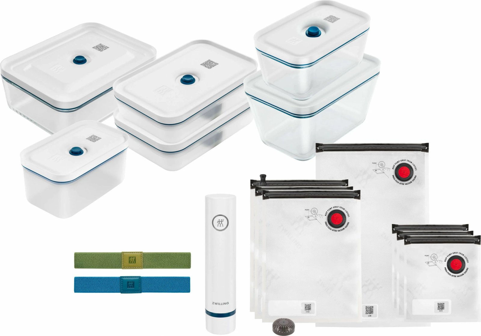 Set vakum ushqimi Zwilling 1100 ml, plastikë, 2 copë, ngjyrë kaltër/bardhë