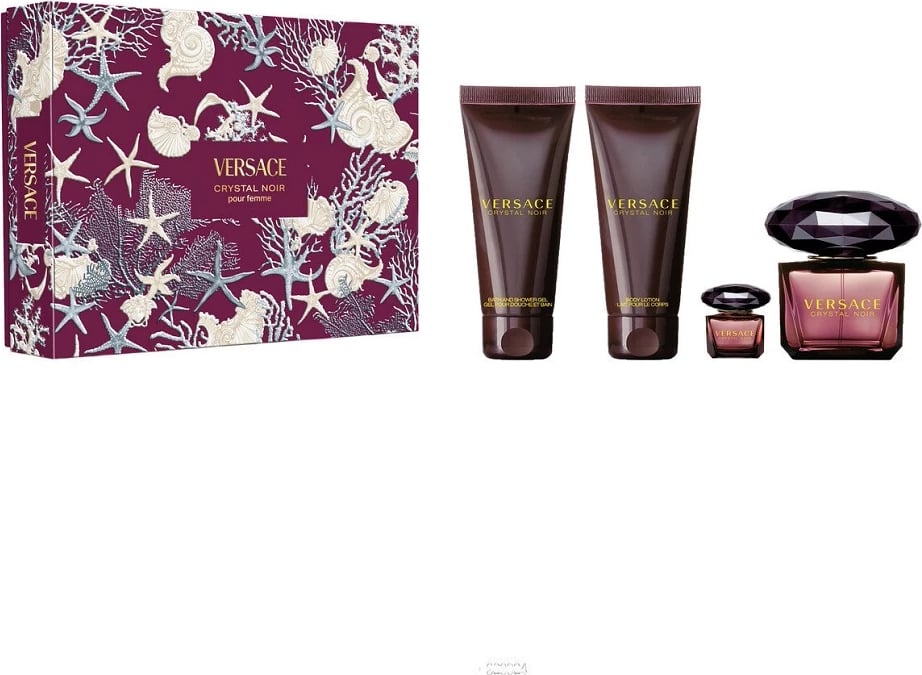 Set Eau de Parfum për femra Versace Crystal Noir 90ml + 5ml + 100ml + 100ml