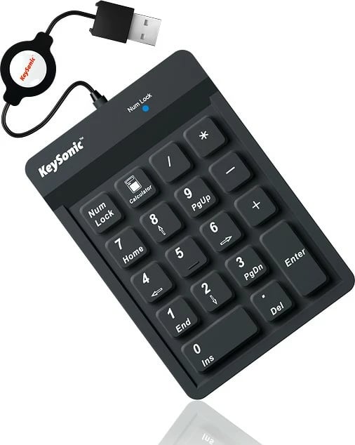 Tastierë numerike KeySonic ACK-118BK, USB, 18 taste, silikon, e zezë