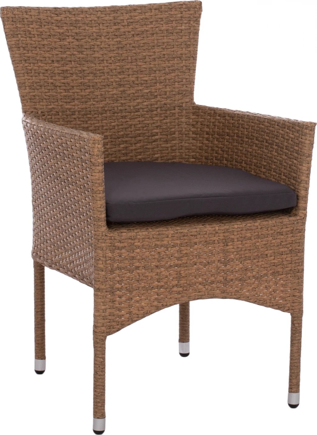 Karrige për jashtë metalike me jastëk & thurje kashte kafe FH5684.02 58x59x84cm