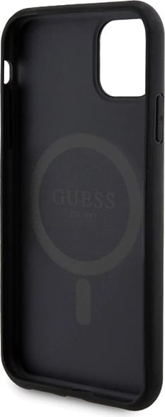 Mbështjellës Guess 4G Metal Logo për iPhone 11 + Powerbank MagSafe 5000mAh, Zi, set