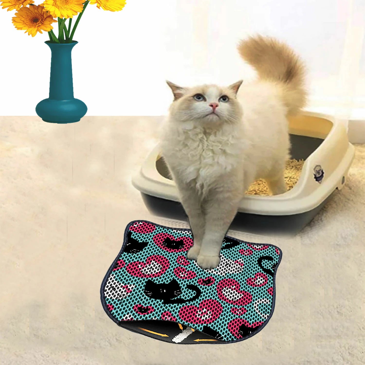 Tapet për rërë të maceve, shumëngjyrësh, Paws & Whiskers, Kdkafa0186